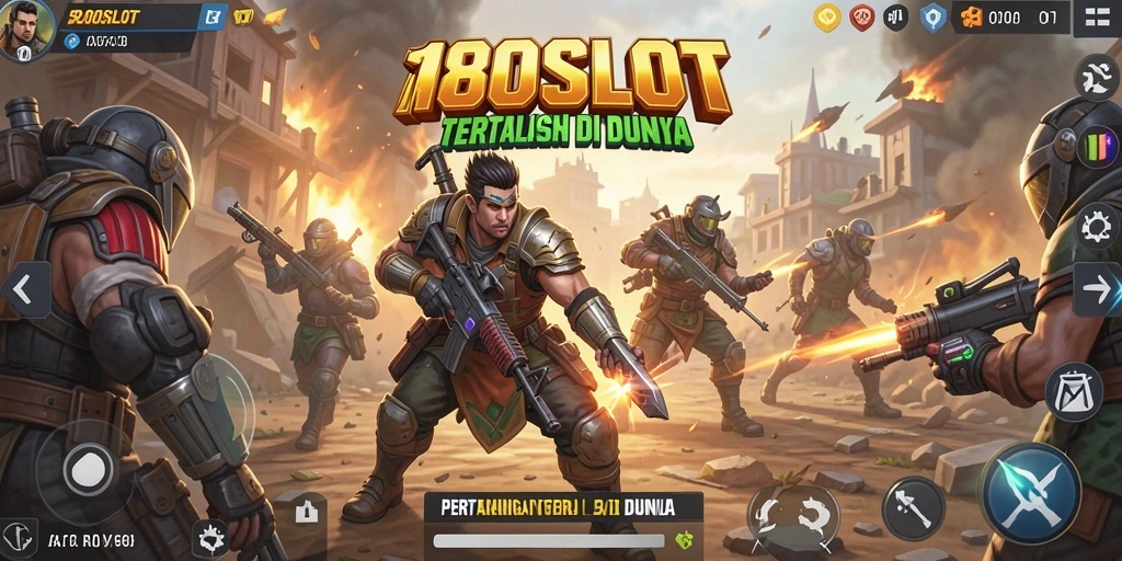 Screenshot gameplay 180SLOT menampilkan aksi seru di arena Battle Royale.