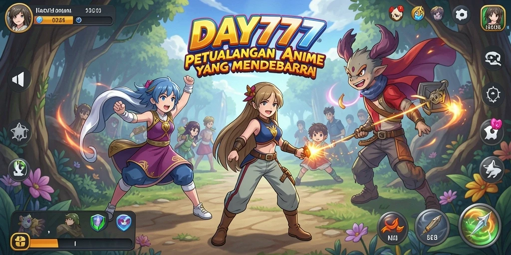 Tampilan gameplay <strong>DAY777</strong> menampilkan aksi seru karakter anime.