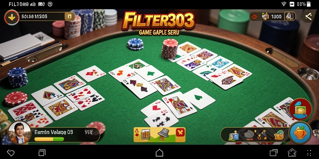 Screenshot menunjukkan gameplay seru Gaple dalam FILTER303.