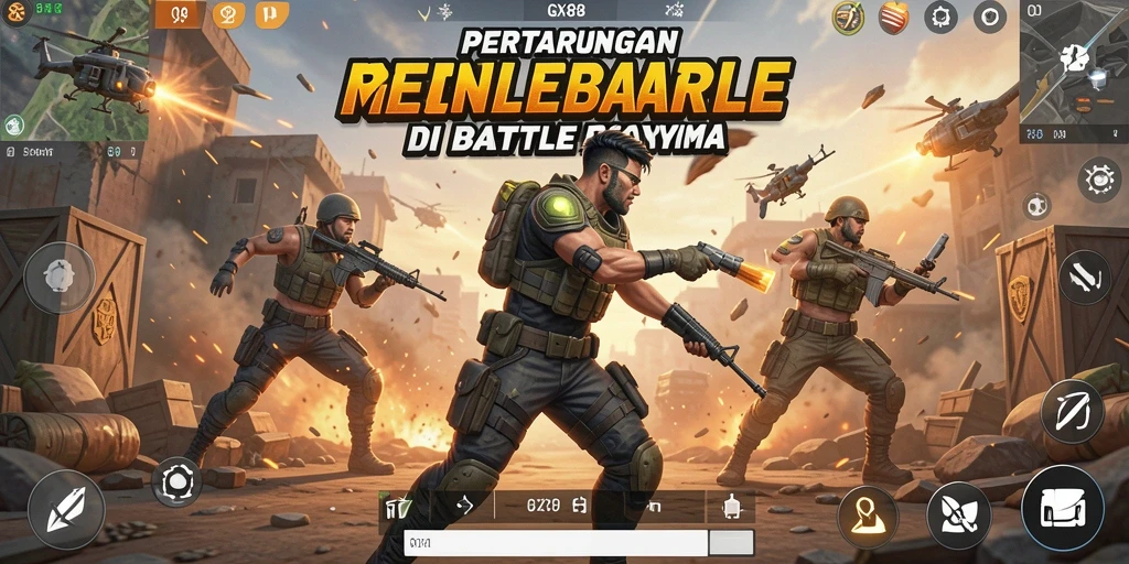 Screenshot gameplay GX88 menampilkan aksi Battle Royale yang seru.