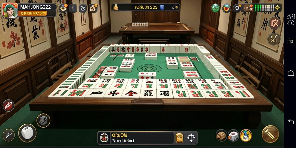 Tampilan gameplay QiuQiu yang menegangkan di MAHJONG222.