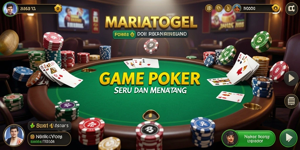 Tampilan gameplay seru dari MARIATOGEL menampilkan aksi poker yang mendebarkan.