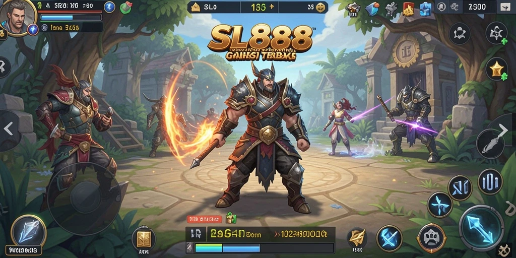 Tangkapan layar gameplay SL888 menampilkan aksi pertempuran yang mendebarkan.