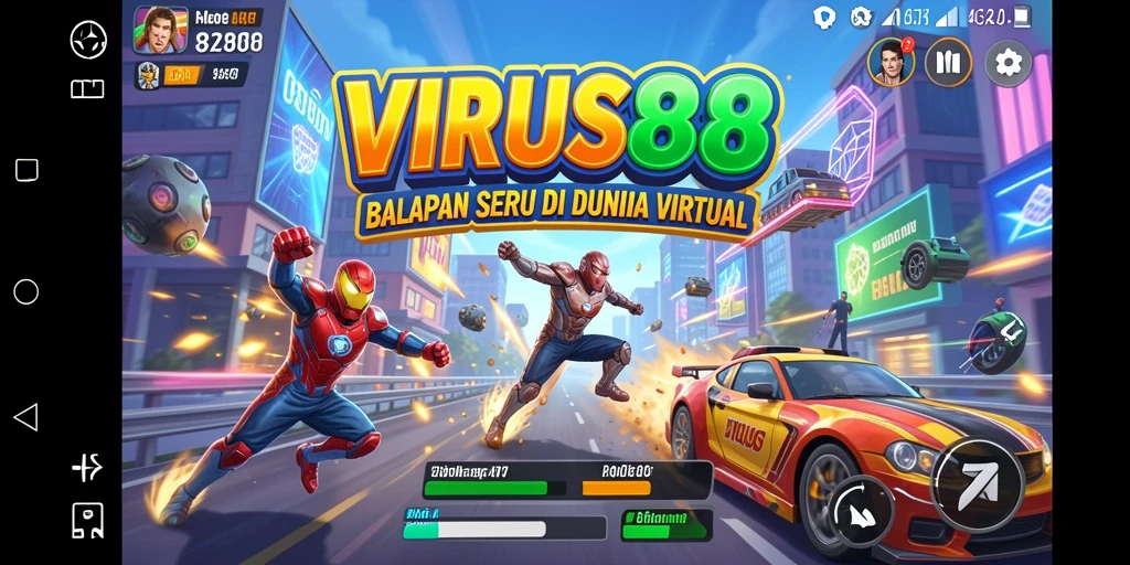 Tangkapan layar gameplay <strong>VIRUS88</strong> dengan aksi balapan yang mendebarkan.