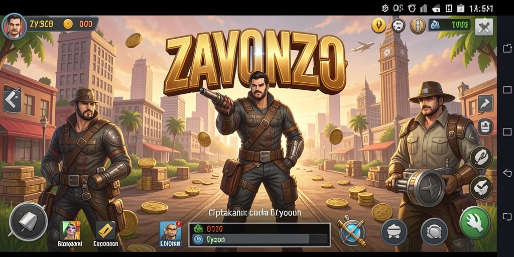 Tampilan gameplay ZAVONZO saat membangun bisnis Tycoon.